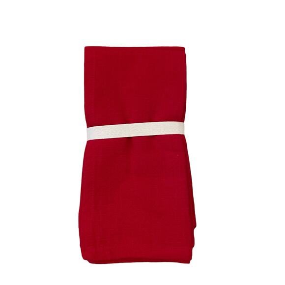 Embroidered JOY Christmas Dinner Napkins Set of 4 Holiday Red White 20x20 New - Picture 6 of 9